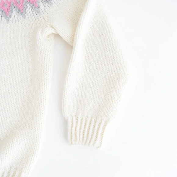 Vintage Handmade Cream Cowichan Chunky Fair Isle Icelandic Fisherman Cabincore M - Picture 5 of 12